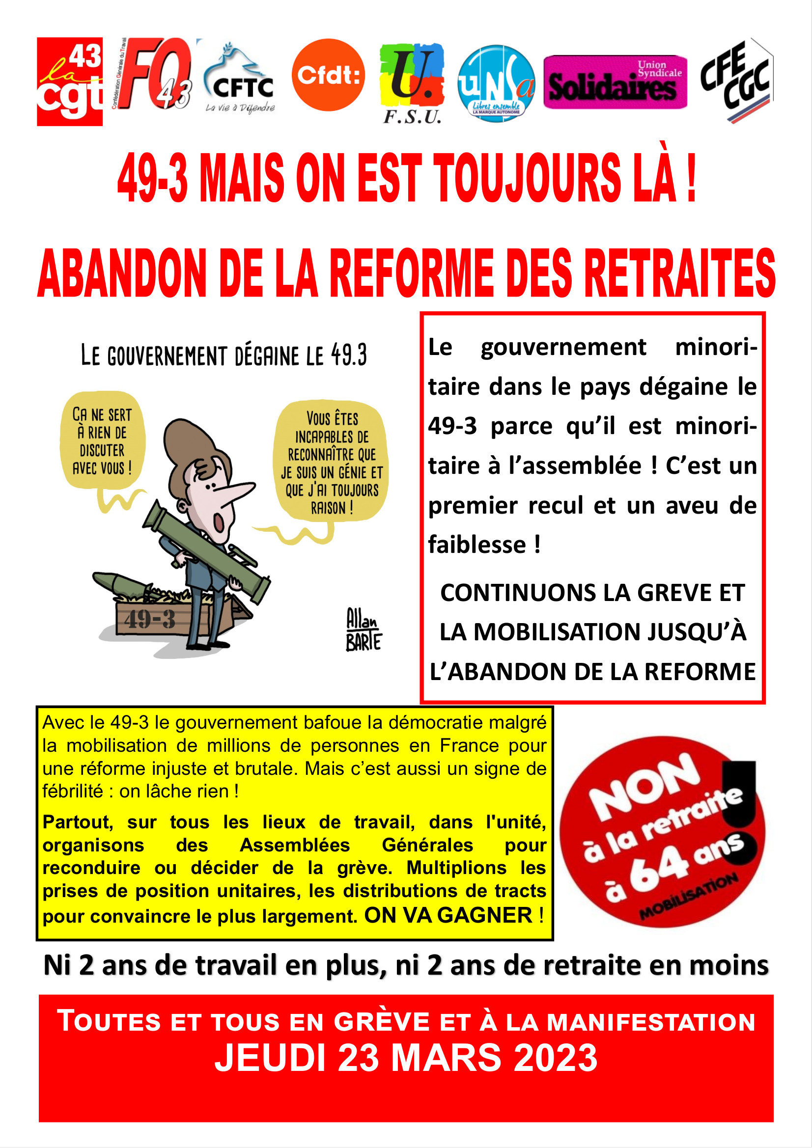 Tract intersyndical pour le 23 mars 2023